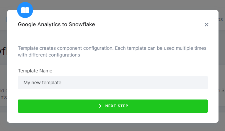 Google Analytics to Snowflake - Template Name